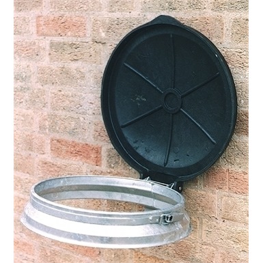 Circular - Wall Mounted Metal Sack Holder /Black H/duty Lid