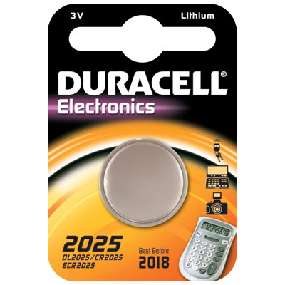 Battery CR2025 3 Volt - Coin 1111/1723 Duracell-Pack of 2's