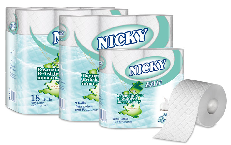 Nicky Elite 3 Ply Wht Quilted Toilet Roll (10 x 4) Per Pack