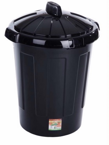 Black Plastic Dustbin With Lid - 80 Litres