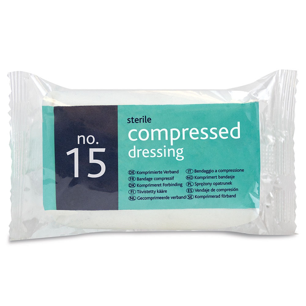 No 15 Compressed Dressings 15cm x 17cm Cat: 34/100724