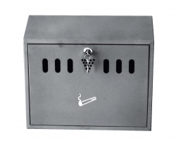 Grey Hammerite Cigarette/Ash Bin - Wall Mounted - Lockable