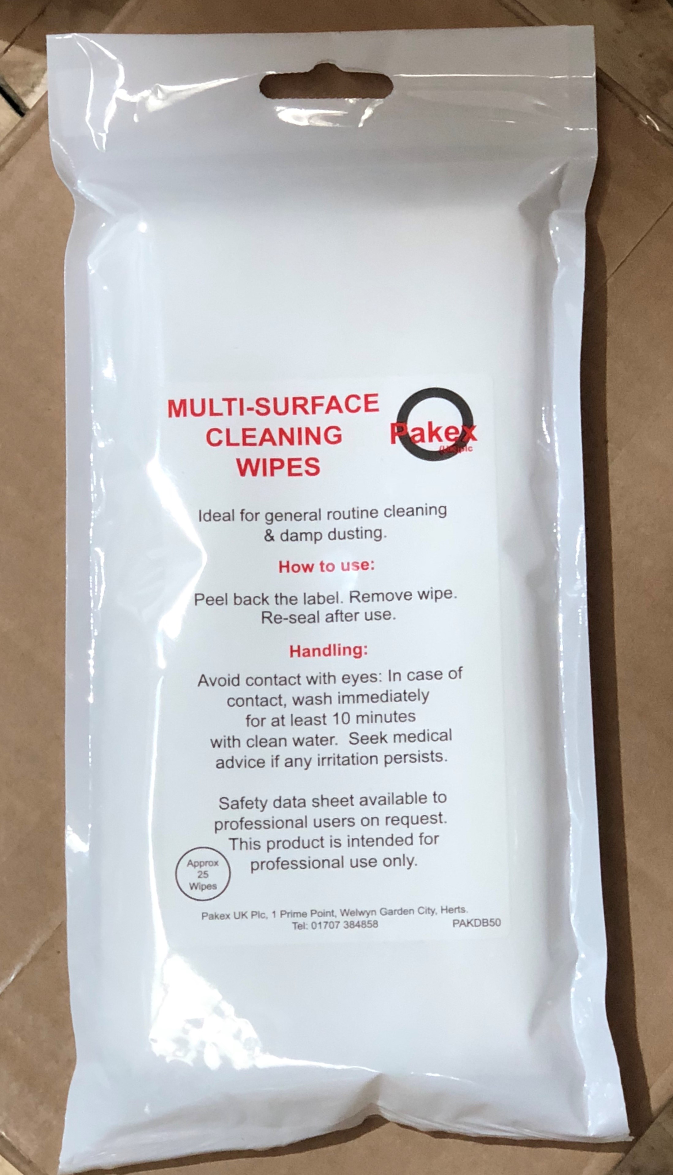 Pakex Multisurface Cleaning Wipes (25 Per Pack)