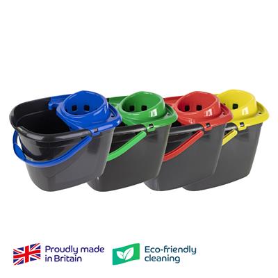 Bucket - Red - Rectangular 14 Ltr. With Wringer (8643)