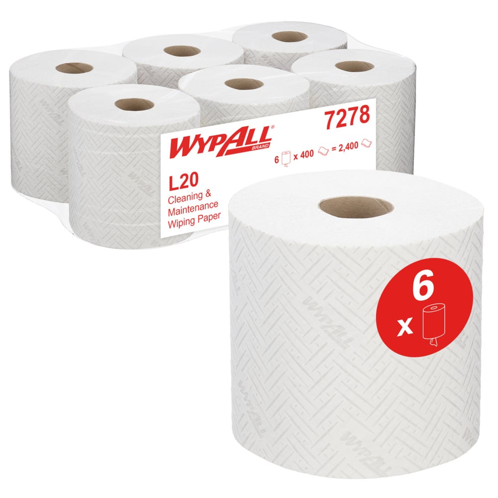 Wypall L20 White 2 Ply 7278 Centrefeed Roll Use 7017 Disp